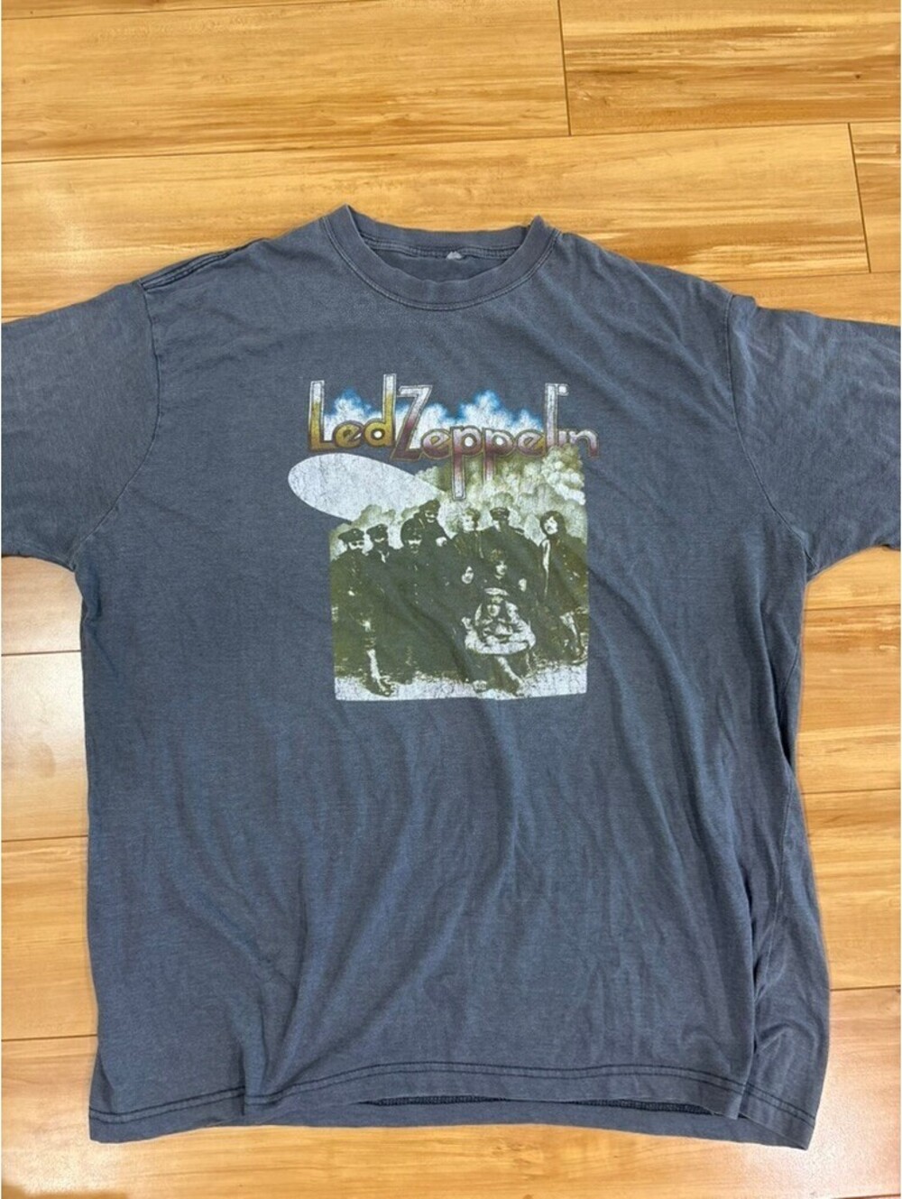 Led Zeppelin Band Graphic T-Shirt Gray Faded Oversized XL Rock Tee